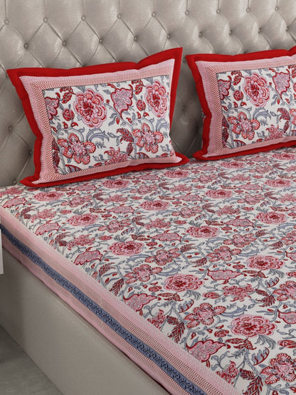 Multicolor Hand Block Print Floral Pure Cotton King Size Bedding Set | Verified Sustainable by Brown Living™