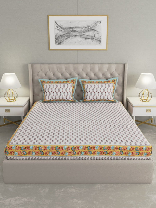 Buy Multicolor Hand Block Print Pure Cotton King Size Bedding Set | Shop Verified Sustainable Bedding on Brown Living™