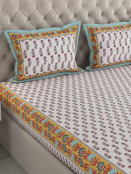 Multicolor Hand Block Print Pure Cotton King Size Bedding Set | Verified Sustainable by Brown Living™