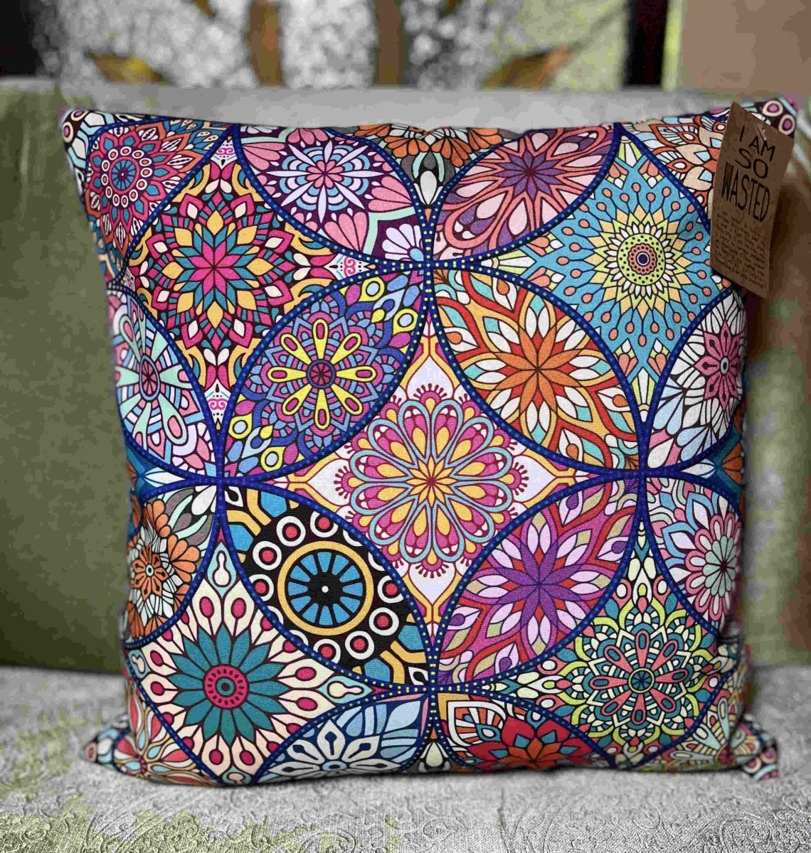 Multicolour Cushion Cover | Upcycled Linen | Verified Sustainable by Brown Living™