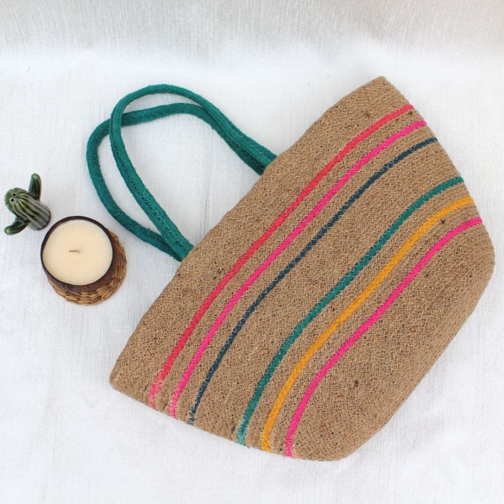 Multicolour Jute Tote Bag | Verified Sustainable by Brown Living™