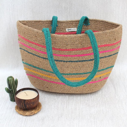 Multicolour Jute Tote Bag | Verified Sustainable by Brown Living™