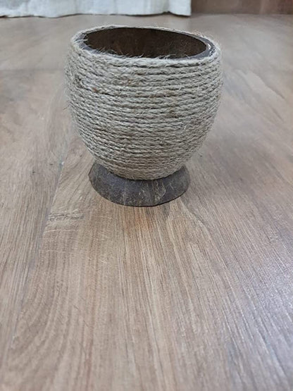 Multipurpose holder made of coconut shell woven with Jute - Spoon holder | Planter | Penholder | Verified Sustainable by Brown Living™