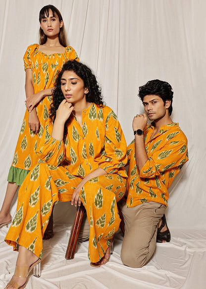 Mustard Handloom Ikat Shirt | Verified Sustainable by Brown Living™