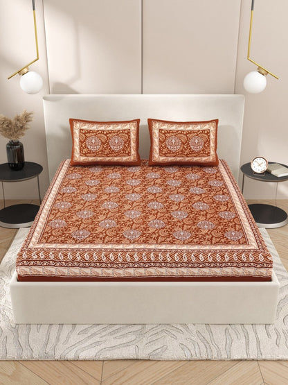 Mustard Interiors Hand Block Printed Cotton Queen Size Bedding Set | Verified Sustainable by Brown Living™