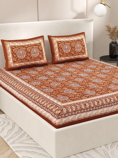Mustard Interiors Hand Block Printed Cotton Queen Size Bedding Set | Verified Sustainable by Brown Living™