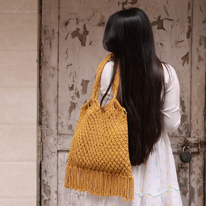 Musturd Yellow Hobo Handmade Bag | Verified Sustainable by Brown Living™