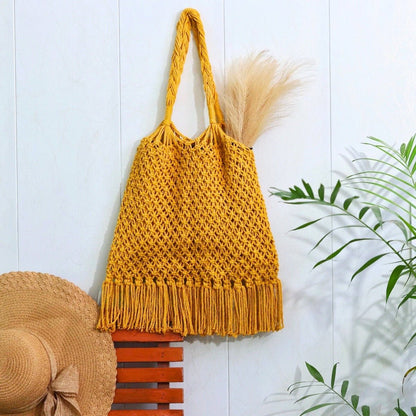 Musturd Yellow Hobo Handmade Bag | Verified Sustainable by Brown Living™