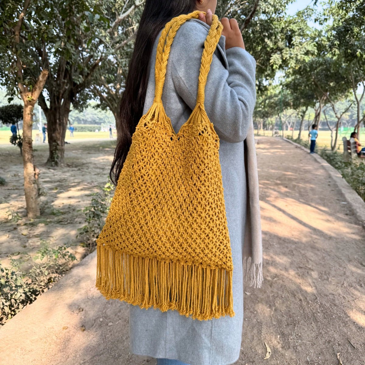 Musturd Yellow Hobo Handmade Bag | Verified Sustainable by Brown Living™