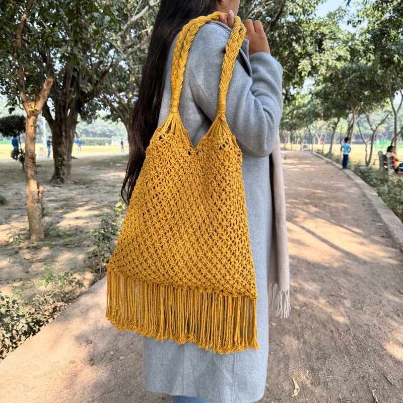Musturd Yellow Hobo Handmade Bag | Verified Sustainable Bags on Brown Living™