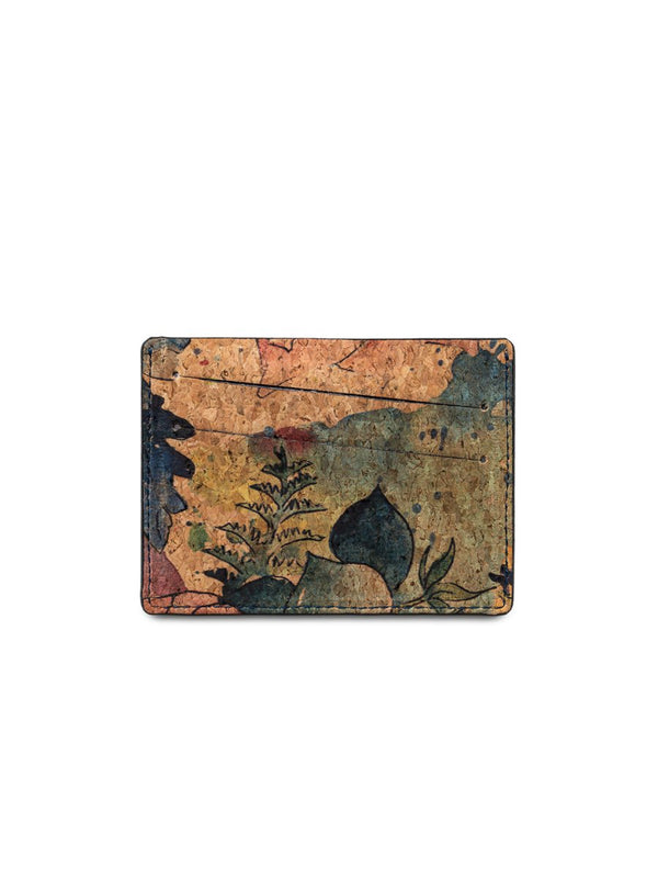 Buy Myan Cork Card Case - Floral Ink and Teal | Shop Verified Sustainable Products on Brown Living