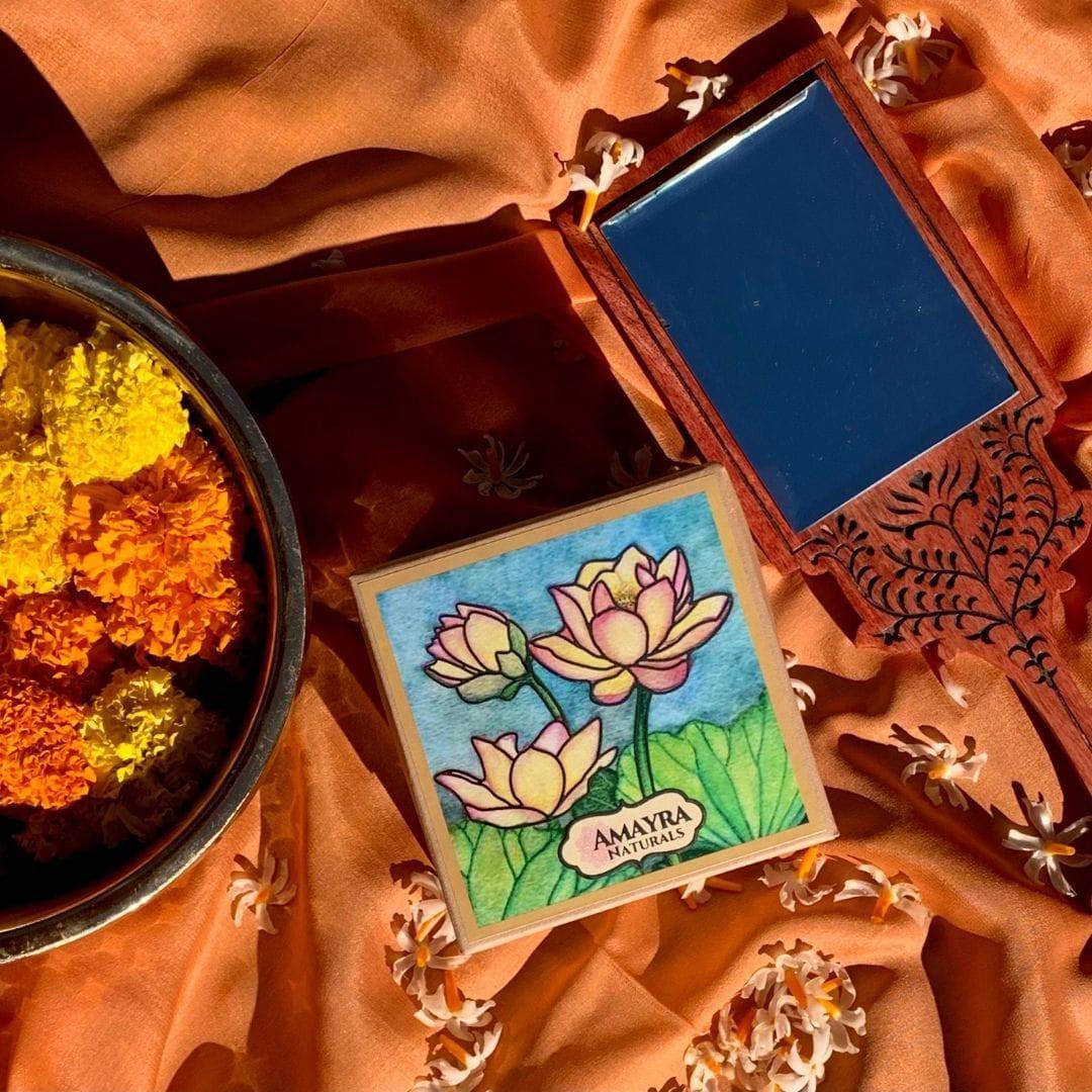 Nalini : Lotus Pichwai Art Box for Storage & Gifting | Verified Sustainable by Brown Living™