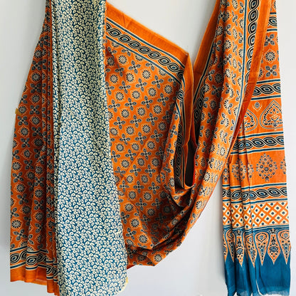 Narangi Mulmul Cotton Saree | Verified Sustainable by Brown Living™