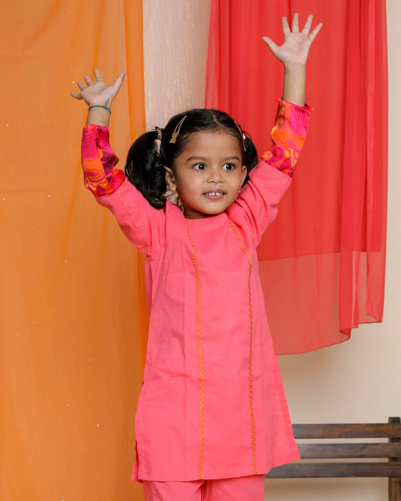 Buy Nargis Kurta Set | Pink | Shop Verified Sustainable Kids Ethnic Sets on Brown Living™