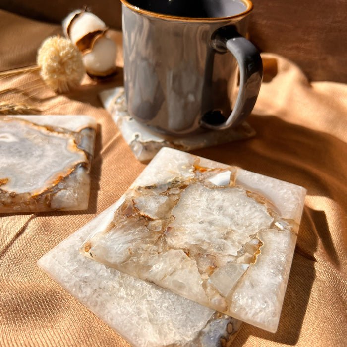 Buy Natural Agate Square Coaster | Set of 4 | Shop Verified Sustainable Products on Brown Living