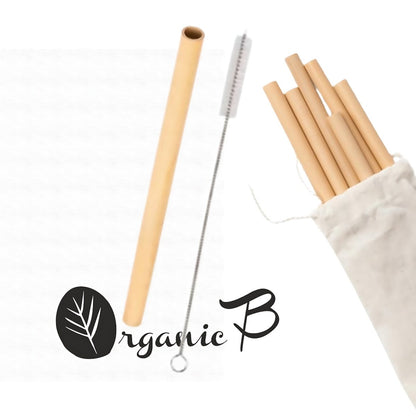 Natural Bamboo Reusable Straws (Pack of 4) with Straw Cleaner | Verified Sustainable by Brown Living™