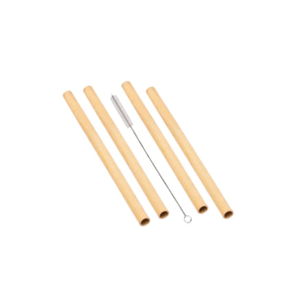 Natural Bamboo Reusable Straws (Pack of 4) with Straw Cleaner | Verified Sustainable by Brown Living™