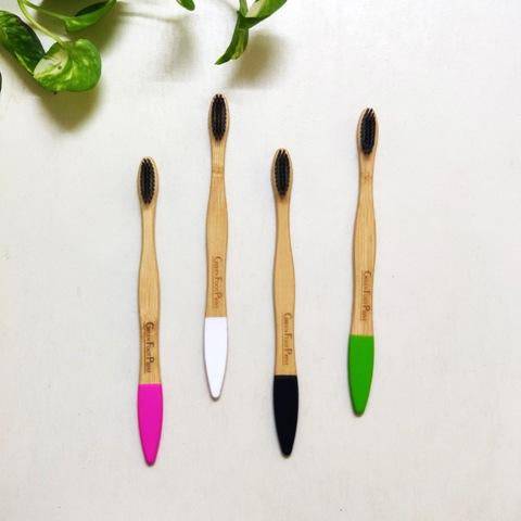 Buy Natural Bamboo Toothbrush with charcoal bristles - Pack of 2 | Shop Verified Sustainable Tooth Brush on Brown Living™
