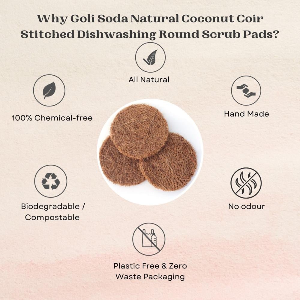 Natural Coconut Coir Dishwashing Round Scrub Pad | Verified Sustainable by Brown Living™