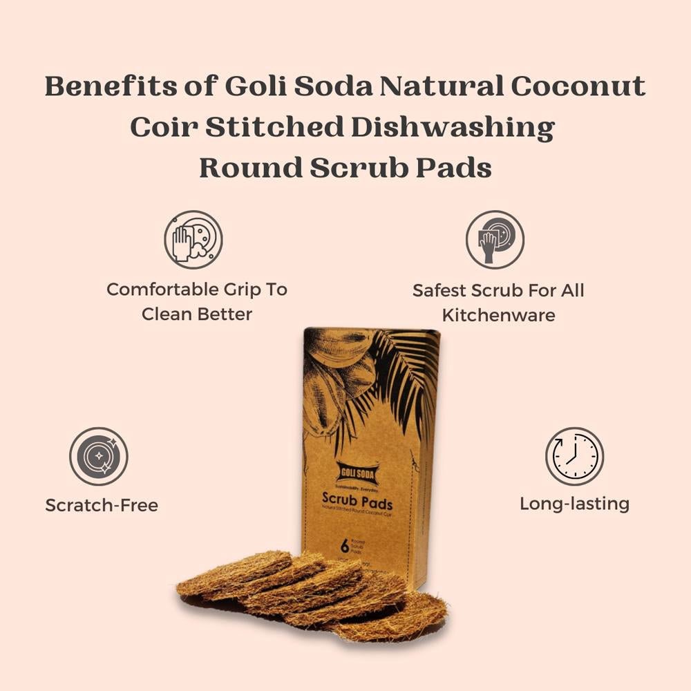 Natural Coconut Coir Dishwashing Round Scrub Pad | Verified Sustainable by Brown Living™