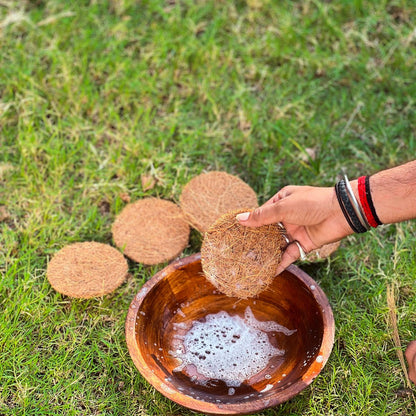 Natural Coir Dish Scrubber | Pack of 5 pads | Sturdy | Biodegradable | Plastic - free | Scrapshala | Verified Sustainable by Brown Living™