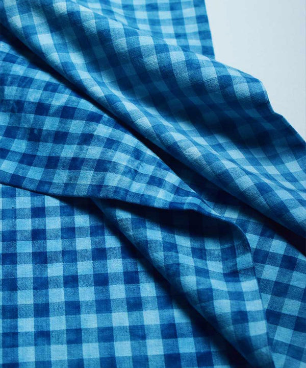 Buy Natural Dyed Handloom Indigo Big Checks Washed | Shop Verified Sustainable Textiles on Brown Living™
