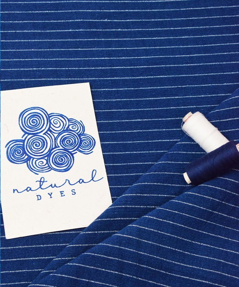 Buy Natural Dyed Handloom Indigo Dark Denim Stripes | Shop Verified Sustainable Textiles on Brown Living™