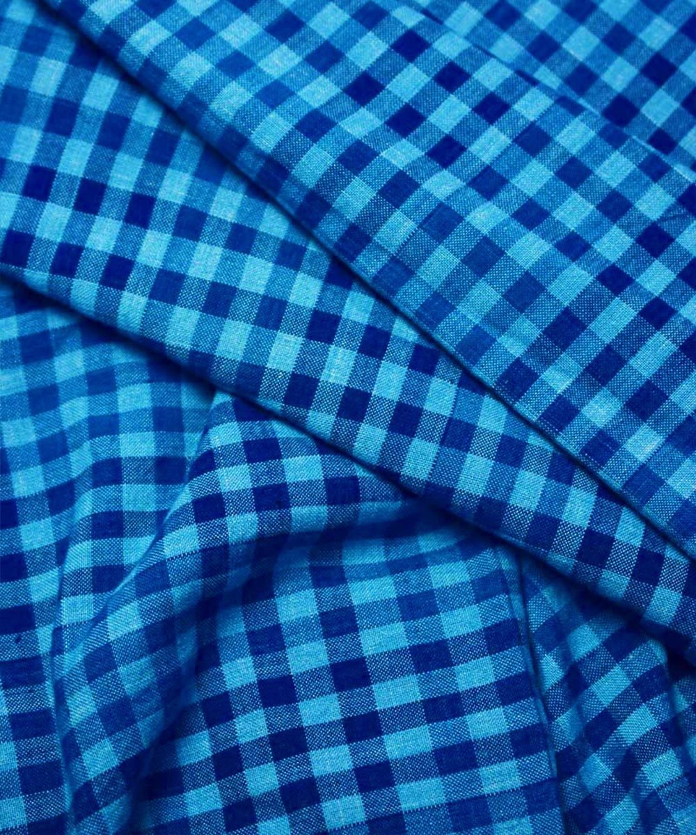 Natural Dyed Indigo Handloom Small Checks – Textiles by Sonica Sarna available on Brown Living™. 1 . SKU: 274 - 2907 - 247 - SSD - F02. Img 3.