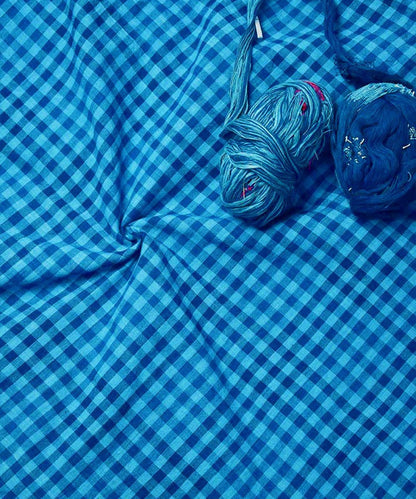 Natural Dyed Indigo Handloom Small Checks – Textiles by Sonica Sarna available on Brown Living™. 1 . SKU: 274 - 2907 - 247 - SSD - F02. Img 2.