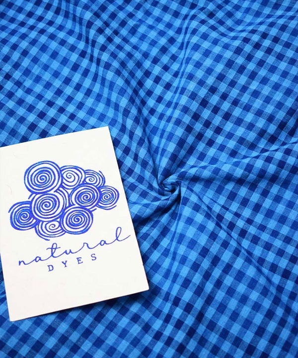 Buy Natural Dyed Indigo Handloom Small Checks | Shop Verified Sustainable Textiles on Brown Living™