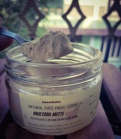 Natural face pack/scrub : Multani Mitti - 75 g | Pack of 2 | Verified Sustainable by Brown Living™