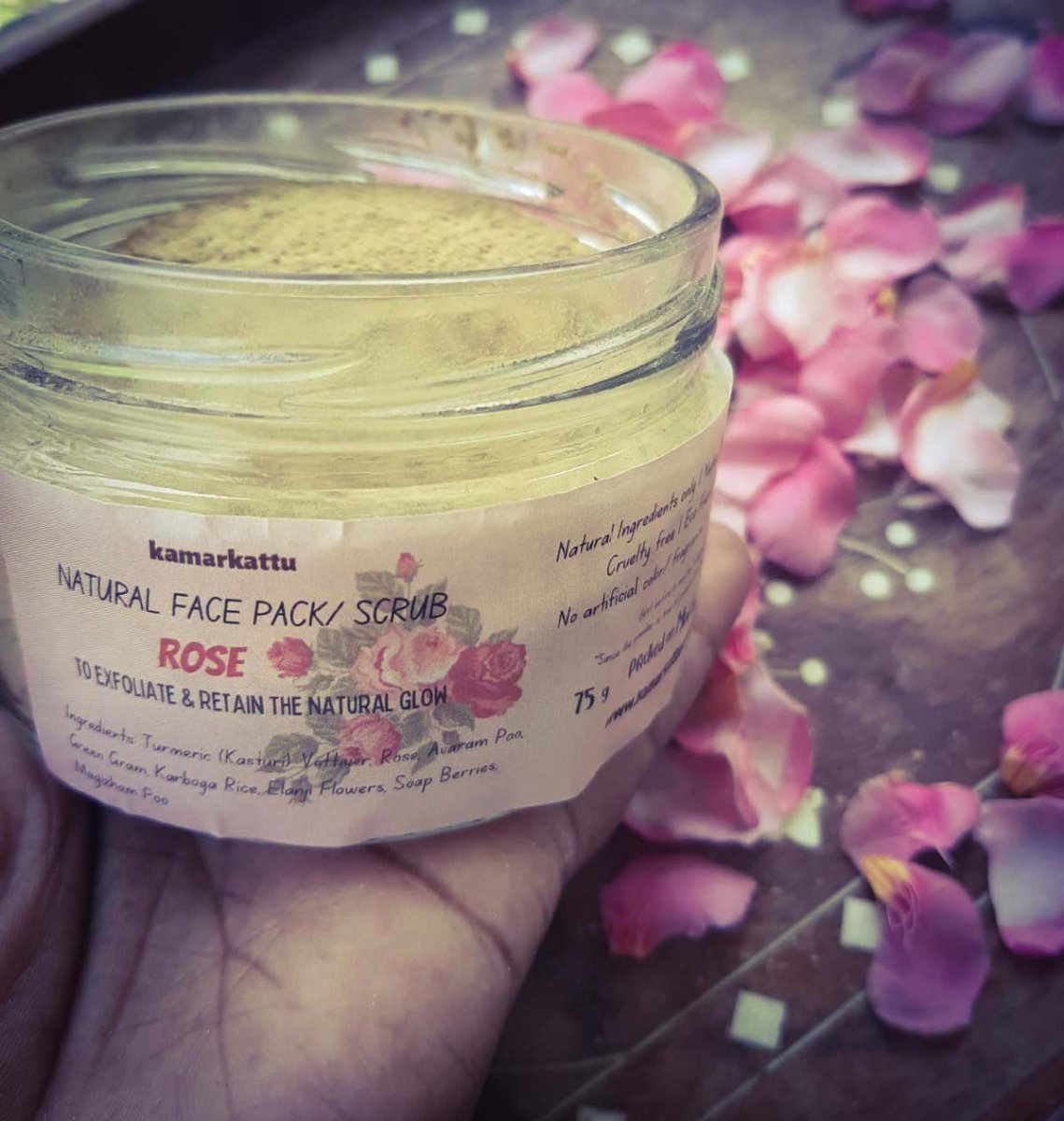 Natural face pack/ scrub : Rose - 75 g | Pack of 2 | Verified Sustainable by Brown Living™