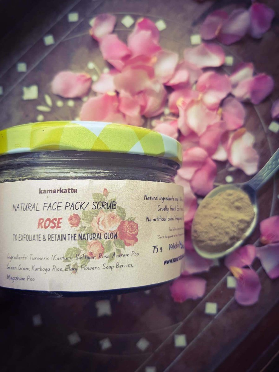 Natural face pack/ scrub : Rose - 75 g | Pack of 2 | Verified Sustainable by Brown Living™