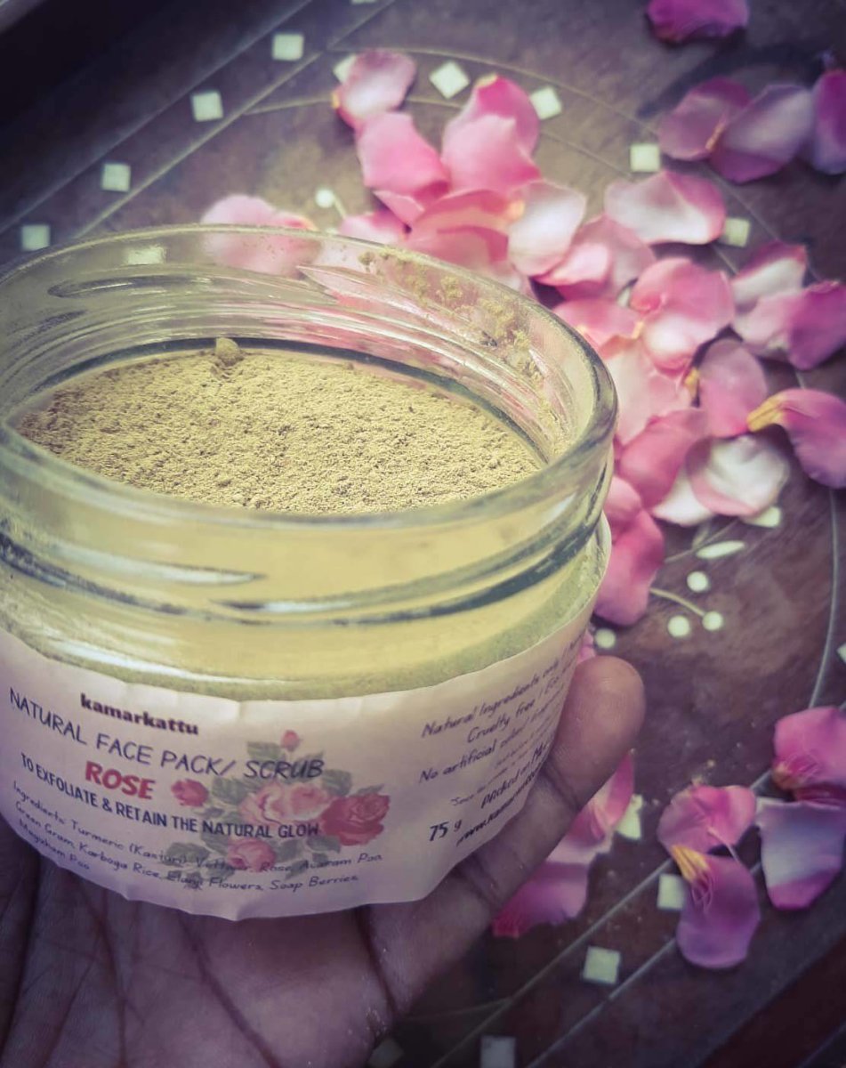 Natural face pack/ scrub : Rose - 75 g | Pack of 2 | Verified Sustainable by Brown Living™