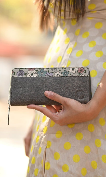 Natural Floral Wallet | Made of coconut leather | Verified Sustainable by Brown Living™