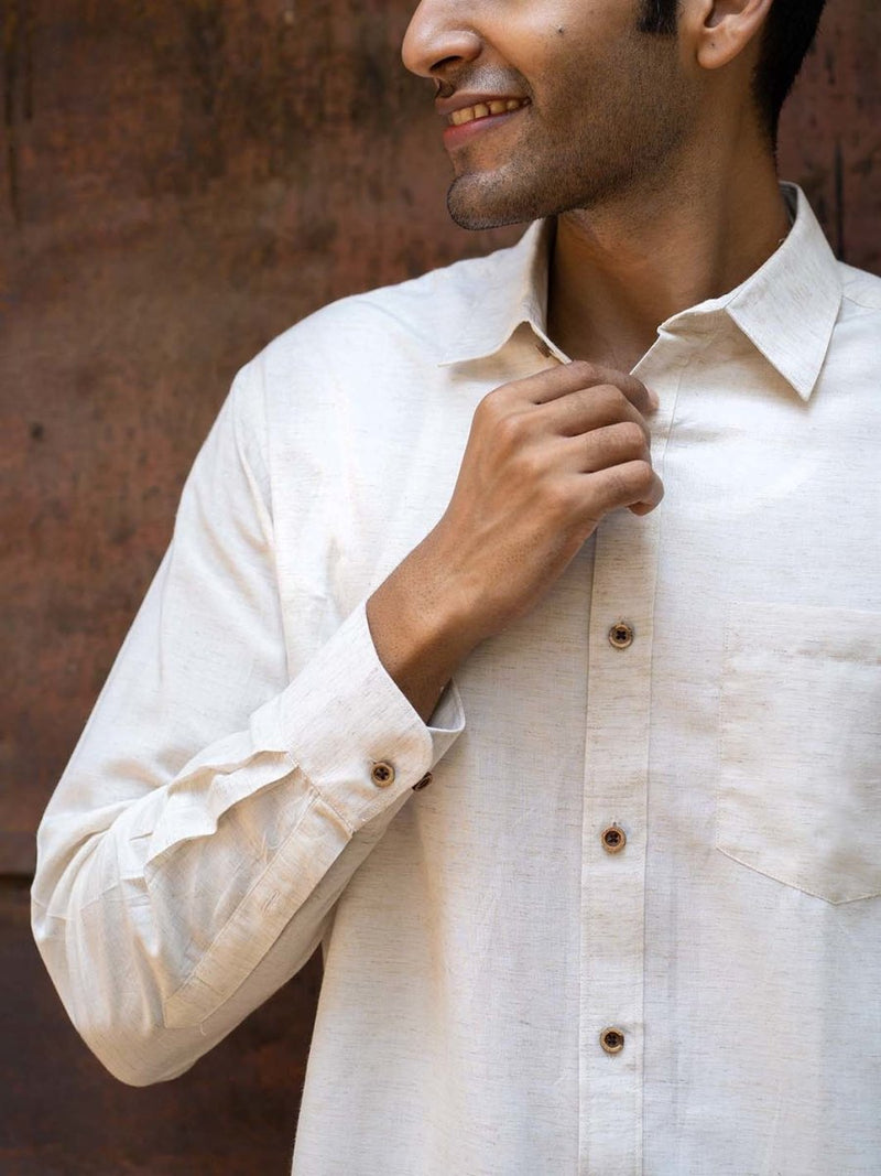 Buy Natural Full Sleeve Shirt in TENCEL™ Lyocell Linen | Shop Verified Sustainable Mens Shirt on Brown Living™