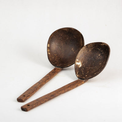 Natural Handmade Coconut Shell Serving Spoon(Set of 2) – Cookware on Brown Living™. SKU: 173 - 05702 - pala - natural - handmade - coconut - shell - serving - s. Img 6.
