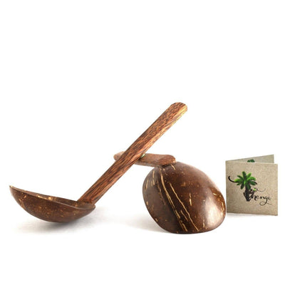 Natural Handmade Coconut Shell Serving Spoon(Set of 2) – Cookware on Brown Living™. SKU: 173 - 05702 - pala - natural - handmade - coconut - shell - serving - s. Img 2.