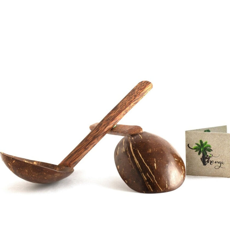 Buy Natural Handmade Coconut Shell Serving Spoon(Set of 2) | Shop Verified Sustainable Cookware on Brown Living™