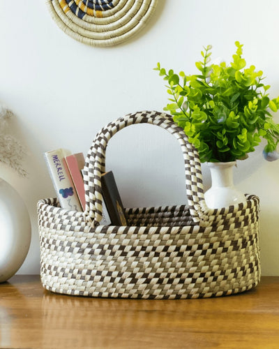 Natural handmade hamper basket - Fermoscapes – Baskets & Boxes on Brown Living™. SKU: Fermoscapes - FSOG0037. Img 1.