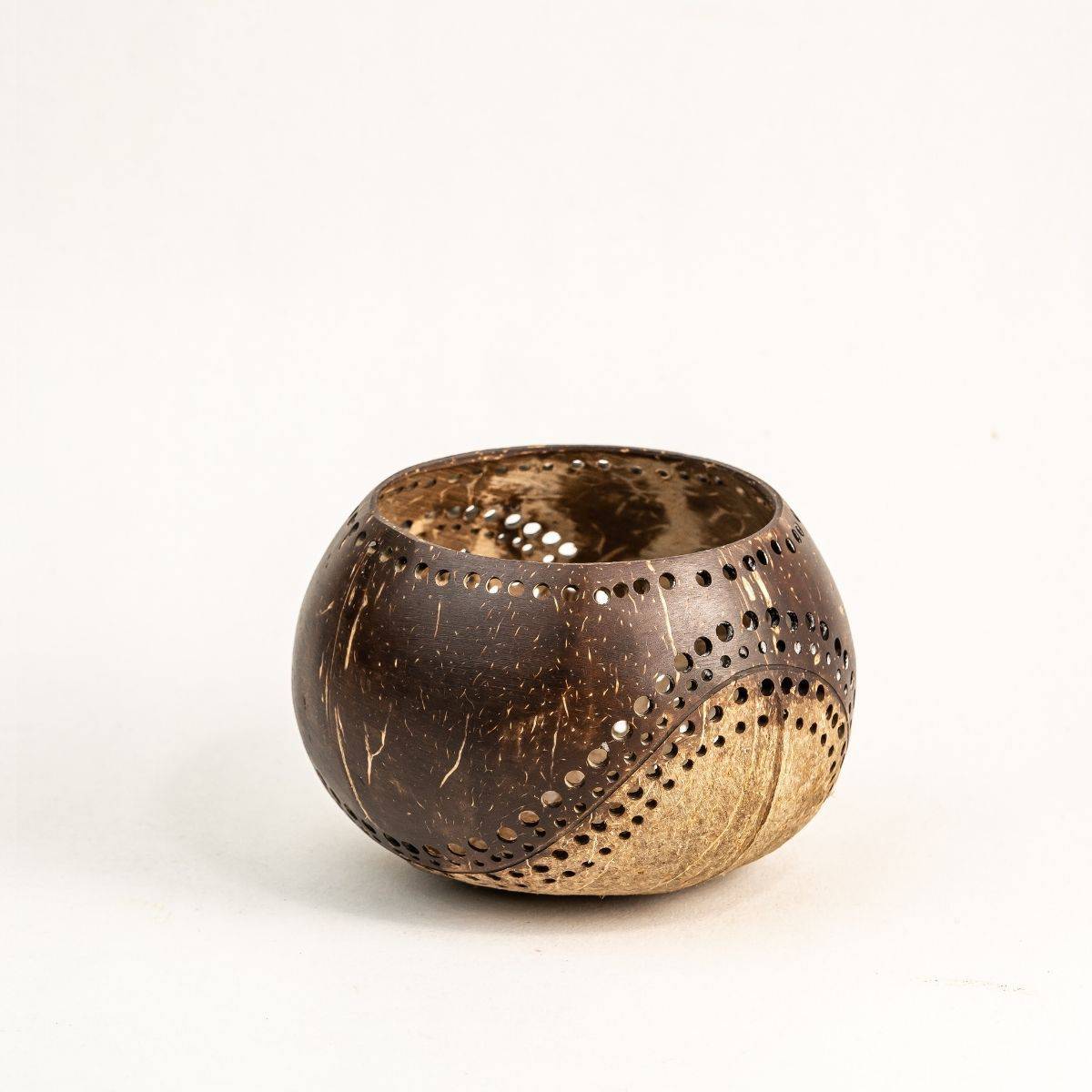 Exotic Handmade Coconut Candle Shell Holder - Lantern Tea Light | Verified Sustainable by Brown Living™