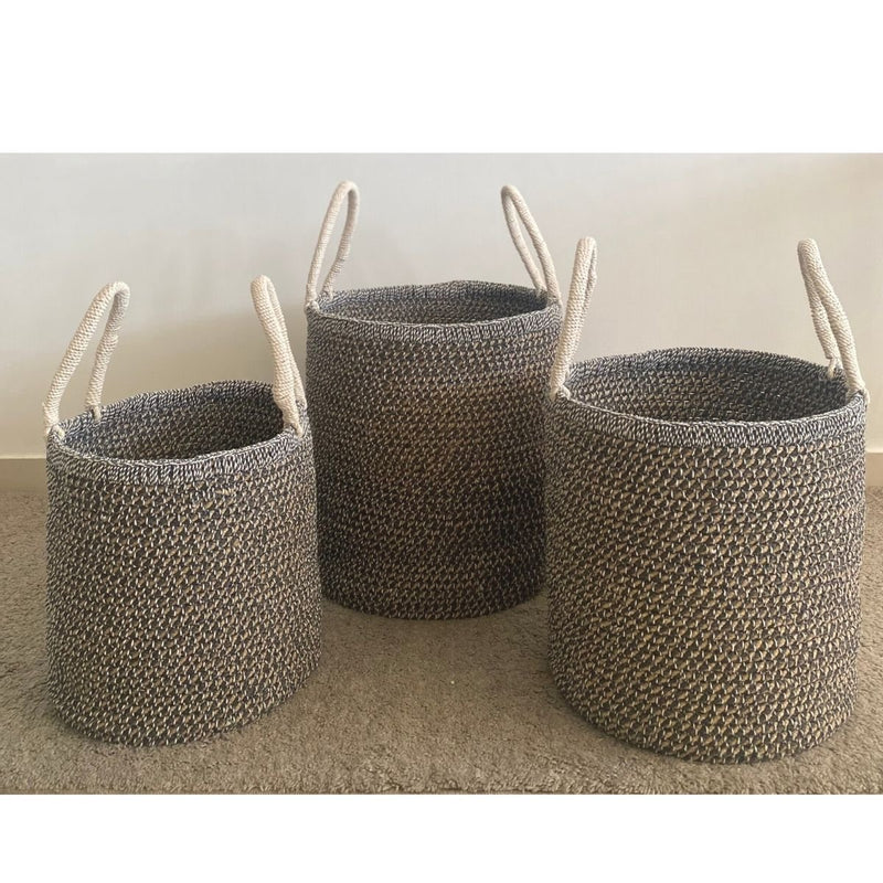Buy Natural Jute Basket- Black & White | Large size | Shop Verified Sustainable Products on Brown Living
