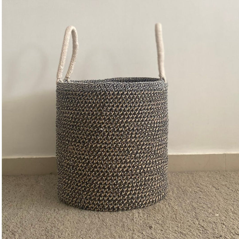 Buy Natural Jute Basket- Black & White | Large size | Shop Verified Sustainable Products on Brown Living