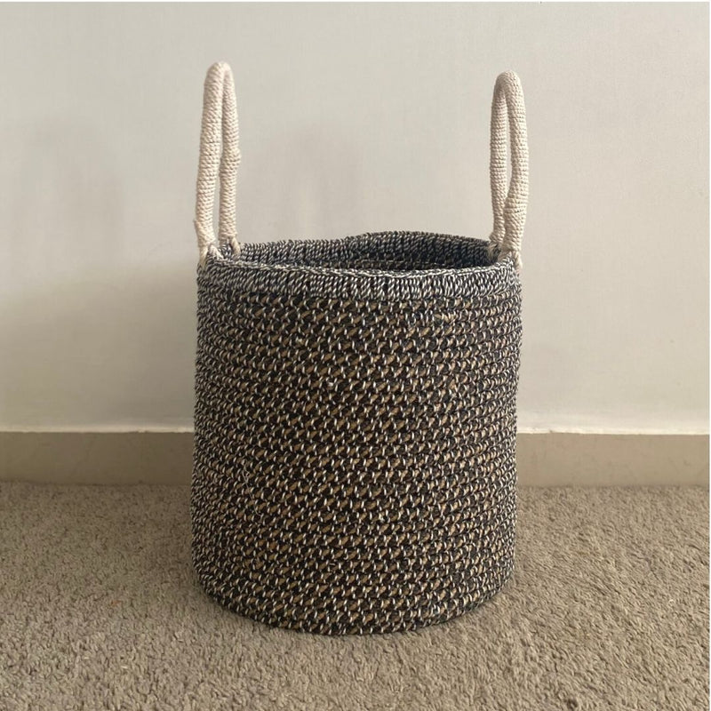 Buy Natural Jute Baskets- Black & White | Small size | Shop Verified Sustainable Products on Brown Living