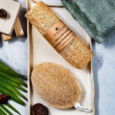 Natural Loofah | Straight & Round Eco Friendly Loofah | Bottle Gourd Exfoliating Loofa Sun Dried – Bath Accessories on Brown Living™. SKU: TBB - 43. Img 1.
