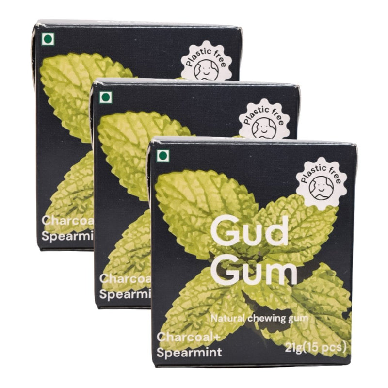 Buy Natural, Plastic Free Chewing Gum- Charcoal Mint | 21g x 3 | Pack of 3 (Each pack contains 15 gums) | Shop Verified Sustainable Confectionaries on Brown Living™
