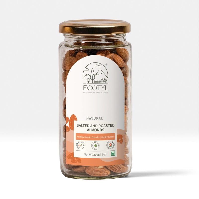 Buy Natural Roasted and Salted Almonds - 200g | Shop Verified Sustainable Healthy Snacks on Brown Living™