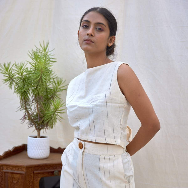 Buy Natural Stripes | Tie Back Top | Shop Verified Sustainable Products on Brown Living