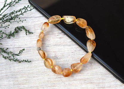 Natural Unisex Citrine Bracelet - Beige | Verified Sustainable by Brown Living™