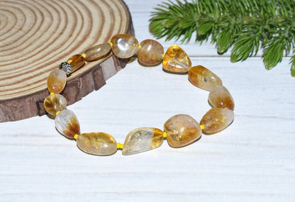 Natural Unisex Citrine Bracelet - Beige | Verified Sustainable by Brown Living™